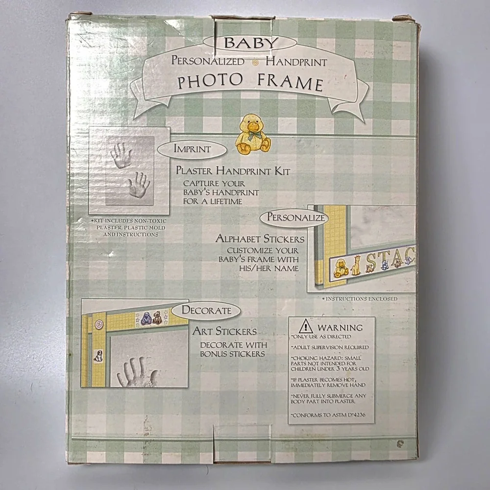 T.A.R. Designs Baby Personalized Handprint Photo Frame Kit 5x7 Yellow Green New